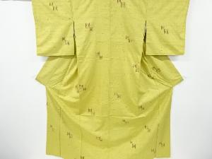 リサイクル　重ね枡模様織り出し手織り節紬着物